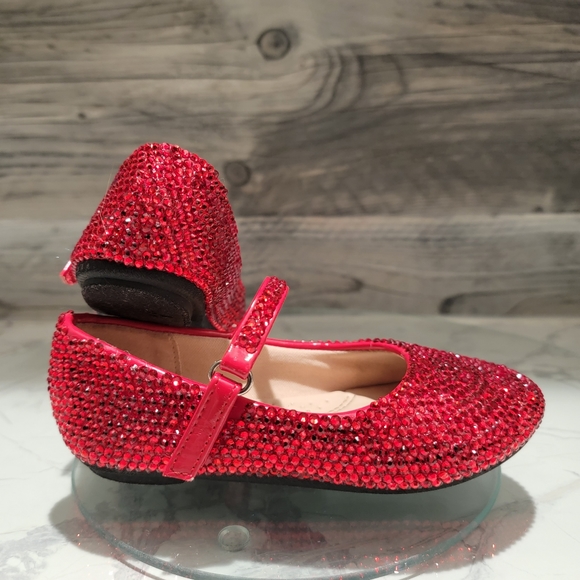 Link | Shoes | Ooak Custom Ruby Red Rhinestone Pageant Stage Flats Size ...